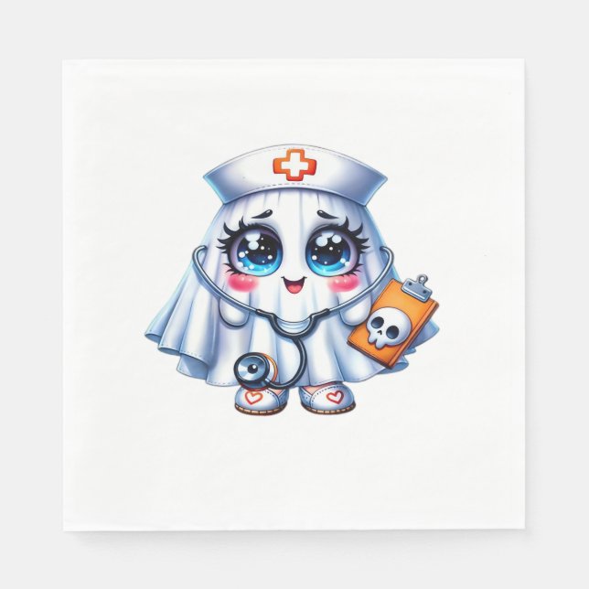 Cute Halloween ghost in a nurse's uniform Classic  Napkin (Front)