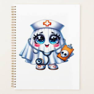 Cute Halloween ghost in a nurse's uniform Classic Planner