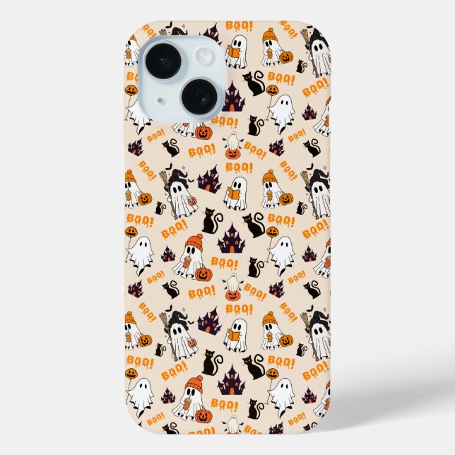 Cute Halloween Ghost iPhone 15 Case – Spooky Ghost (Back)