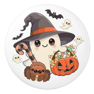 Cute Halloween Ghost Kawaii Style Ceramic Knob