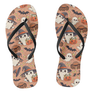 Cute Halloween Ghost Kawaii Style Flip Flops