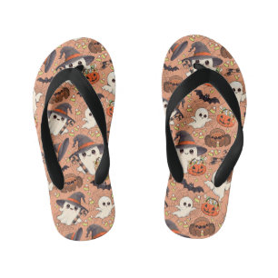 Cute Halloween Ghost Kawaii Style Kid's Flip Flops