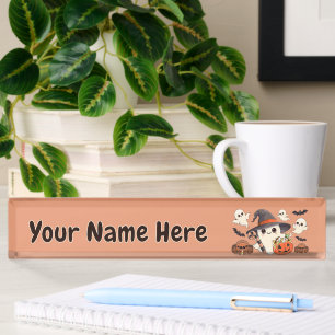 Cute Halloween Ghost Kawaii Style Nameplate