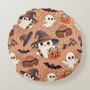 Cute Halloween Ghost Kawaii Style Round Cushion