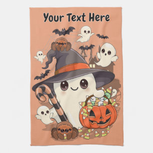 Cute Halloween Ghost Kawaii Style Tea Towel