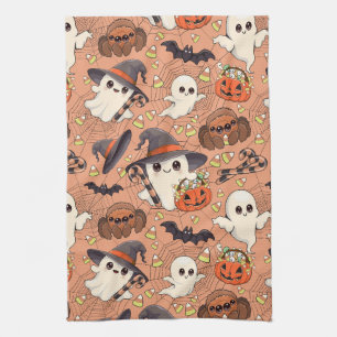 Cute Halloween Ghost Kawaii Style Tea Towel
