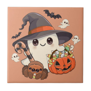 Cute Halloween Ghost Kawaii Style Tile
