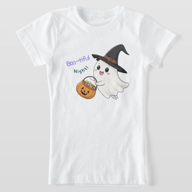 Cute Halloween Ghost Kids’ T-Shirt (Laydown)