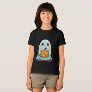 Cute Halloween Ghost Kids T-Shirt Adorable Tri-Blend Shirt