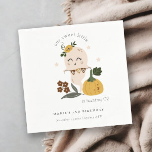 Cute Halloween Ghost Little Boo Any Age Birthday Napkin