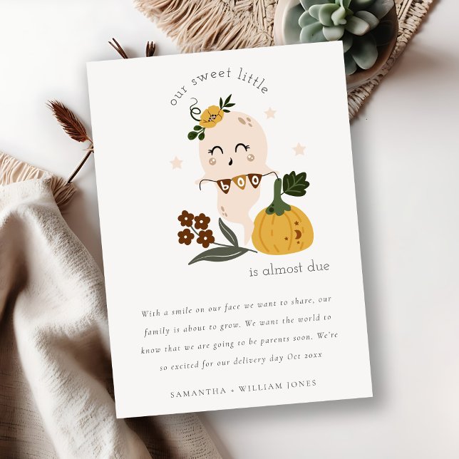Cute Halloween Ghost Little Boo Baby Announcement (Creator Uploaded)