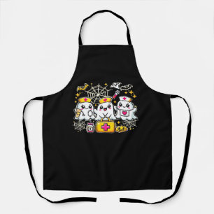 Cute Halloween Ghost Nurse Trio with Medical Kit a Apron