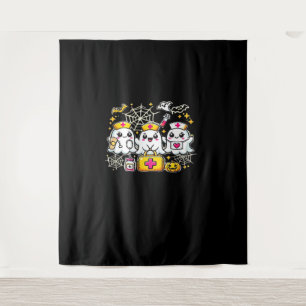 Cute Halloween Ghost Nurse Trio with Medical Kit a Tapestry