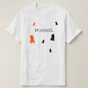 Cute Halloween Ghost Orange, Black Personalised T-Shirt