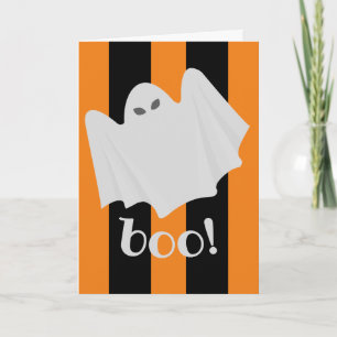 Cute Halloween Ghost Orange Black "Spook-tacular" Card