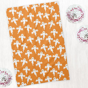 Cute Halloween Ghost Orange Tea Towel