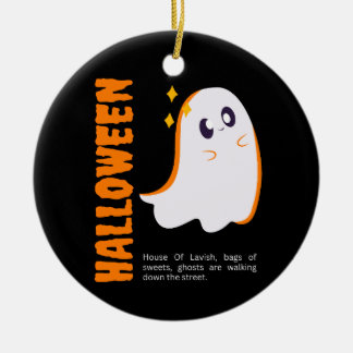 Cute Halloween Ghost Ornament - Spooky Black