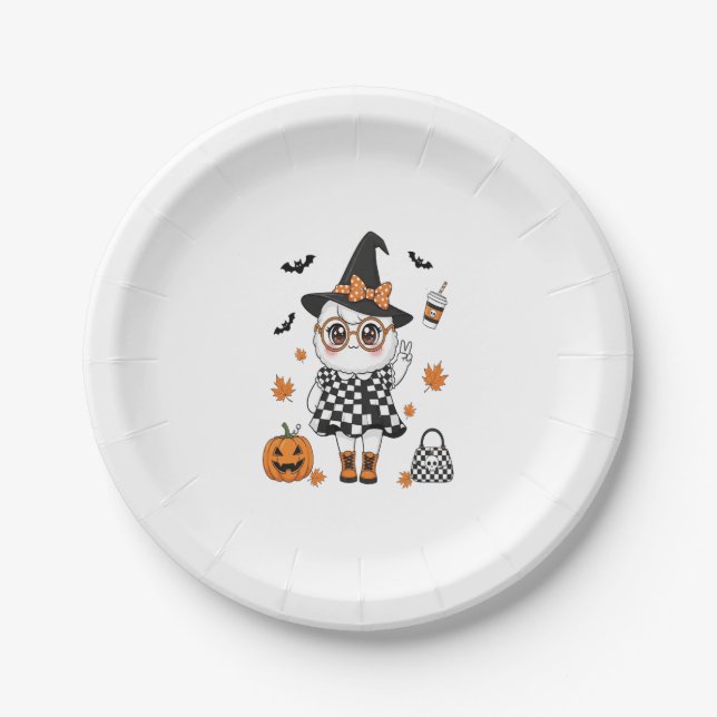 Cute Halloween Ghost Paper Plate (Front)