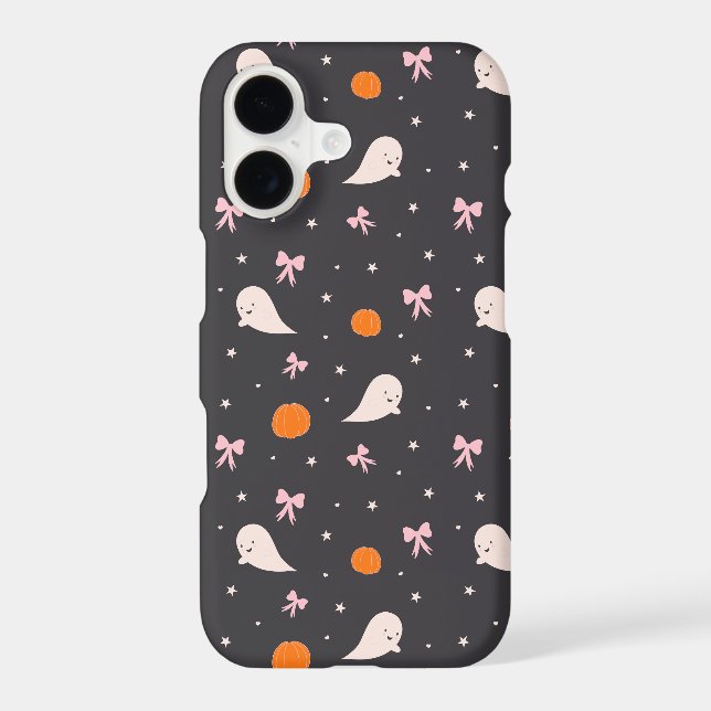 Cute Halloween Ghost Pattern Phone Case | Black (Back)