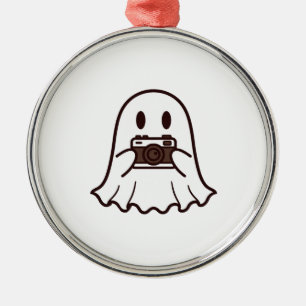 Cute Halloween Ghost Photographer Metal Tree Decoration