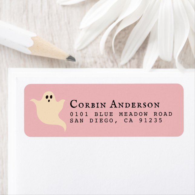 Cute Halloween Ghost Pink Return Address (Insitu)