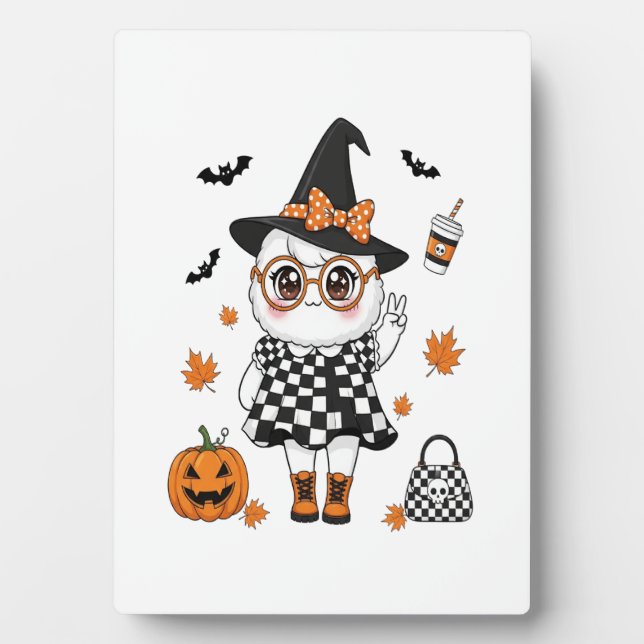 Cute Halloween Ghost Plaque (Front)
