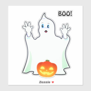 Cute Halloween Ghost & Pumpkin