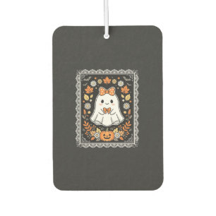 Cute Halloween Ghost Pumpkin Floral T-Shirt Design Car Air Freshener