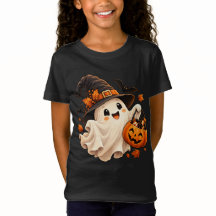 Cute Halloween Ghost Pumpkin Kids T-Shirt