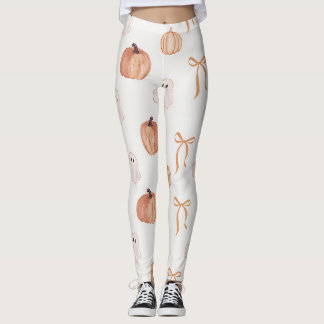 Cute Halloween Ghost & Pumpkin Pattern | Orange Bo Leggings