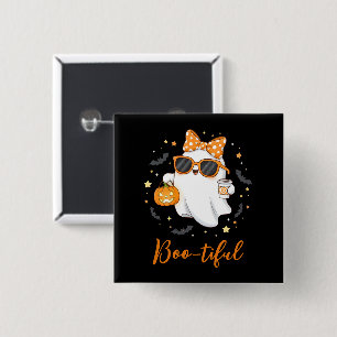 Cute Halloween Ghost Pumpkin Spice Personalised 15 Cm Square Badge