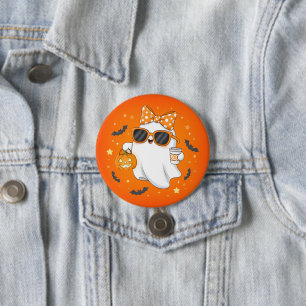 Cute Halloween Ghost Pumpkin Spice Personalised 7.5 Cm Round Badge