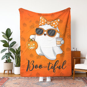 Cute Halloween Ghost Pumpkin Spice Personalised Fleece Blanket