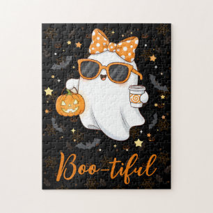 Cute Halloween Ghost Pumpkin Spice Personalised Jigsaw Puzzle