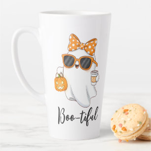 Cute Halloween Ghost Pumpkin Spice Personalised Latte Mug