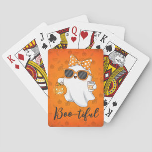 Cute Halloween Ghost Pumpkin Spice Personalised Playing Cards