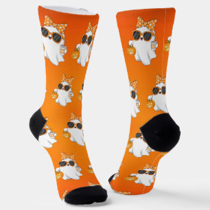 Cute Halloween Ghost Pumpkin Spice Personalised Socks