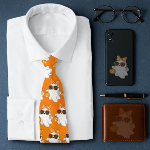 Cute Halloween Ghost Pumpkin Spice Personalised Tie