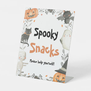 Cute Halloween Ghost Pumpkin Spooky Snacks Sign
