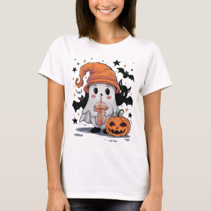 Cute Halloween Ghost Pumpkin T-Shirt Spooky Gift
