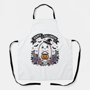 Cute Halloween Ghost Pumpkin Vintage Shirt Design_ Apron