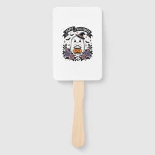 Cute Halloween Ghost Pumpkin Vintage Shirt Design_ Hand Fan
