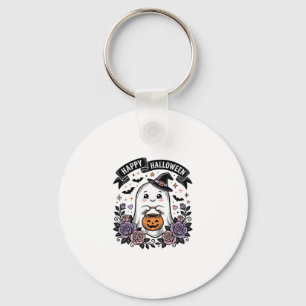 Cute Halloween Ghost Pumpkin Vintage Shirt Design_ Key Ring
