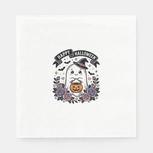 Cute Halloween Ghost Pumpkin Vintage Shirt Design_ Napkin