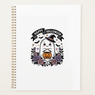 Cute Halloween Ghost Pumpkin Vintage Shirt Design_ Planner
