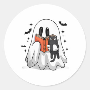 Cute Halloween Ghost Reading Book Tank Top_1 Classic Round Sticker
