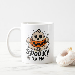 Cute Halloween Ghost Retro : Talk Spooky To Me Coffee Mug