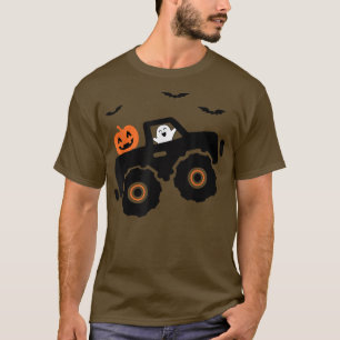 Cute Halloween Ghost Riding Truck Pumpkin T-Shirt