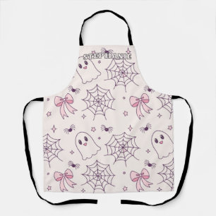 Cute Halloween Ghost & Spiderweb Pattern Apron