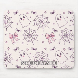 Cute Halloween Ghost & Spiderweb Pattern Mouse Mat